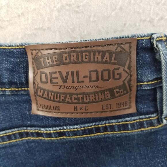Devil-Dog Dungarees Jeans Mens 38x30 Blue Slim Fit Stretch Denim Five Pocket - Picture 10 of 14